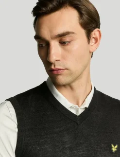 Merino Blend Knitted V-Neck Vest - Stickat