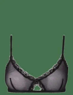 Mesh Lace Trim Triangle Bralette - Bralette