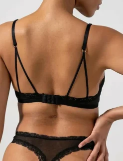 Mesh Lace Trim Triangle Bralette - Bralette