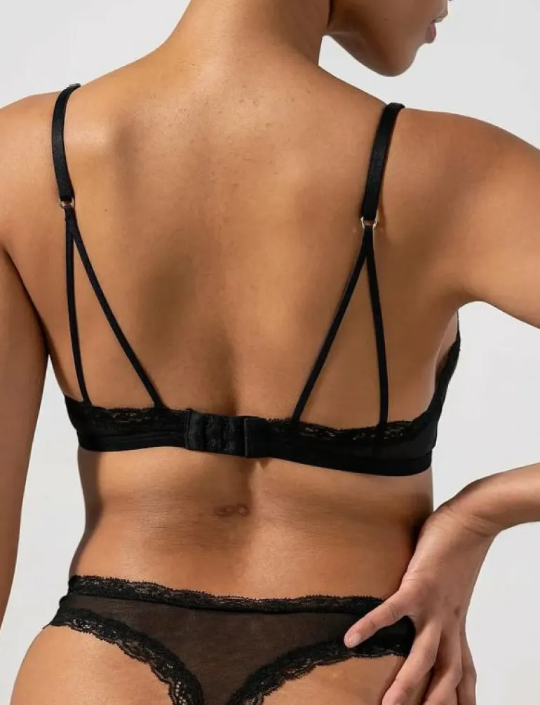 Mesh Lace Trim Triangle Bralette - Bralette