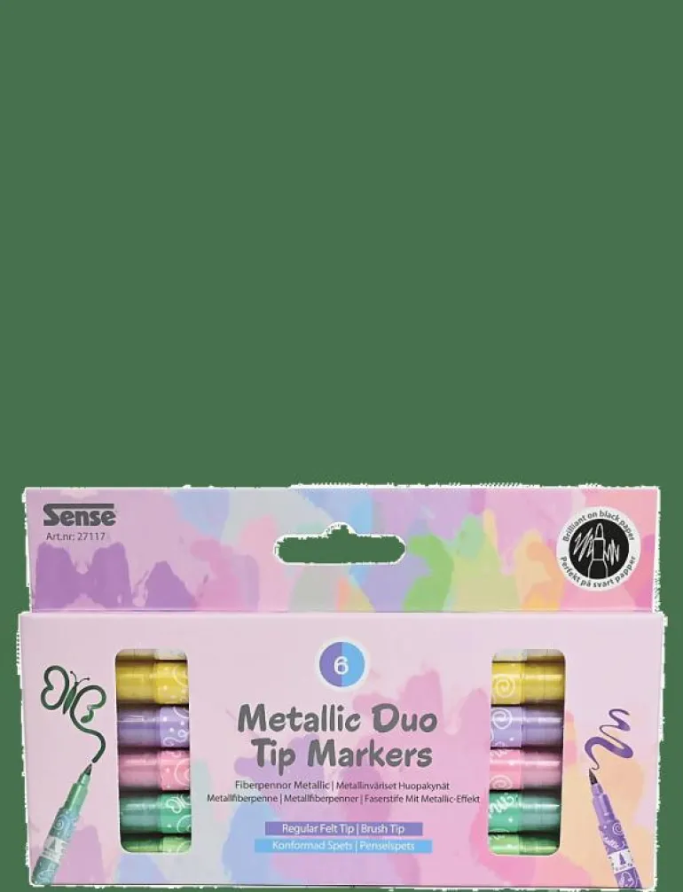 METALLISK DUO TIP MARKER 6P - Färgpennor