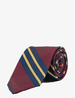 Miles Burgundy Striped Silk Tie - Slipsar