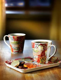 Mugg och Brickset - Strawberry Thief Röd - Kaffekoppar