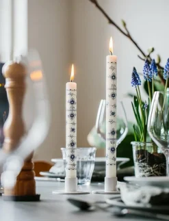 Musselmalet Taper Candles, 4 pack - Kronljus