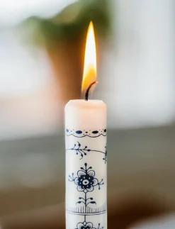 Musselmalet Taper Candles, 4 pack - Kronljus