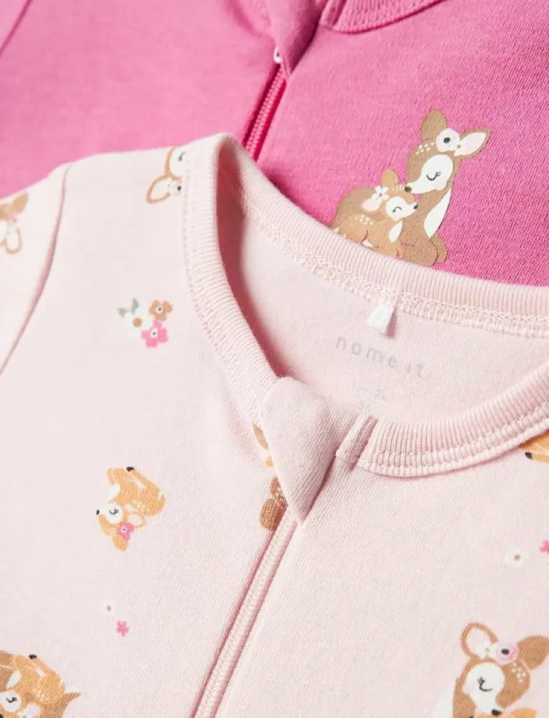NBFNIGHTSUIT 2P ZIP FF ROSE DEER NOOS - One-sie