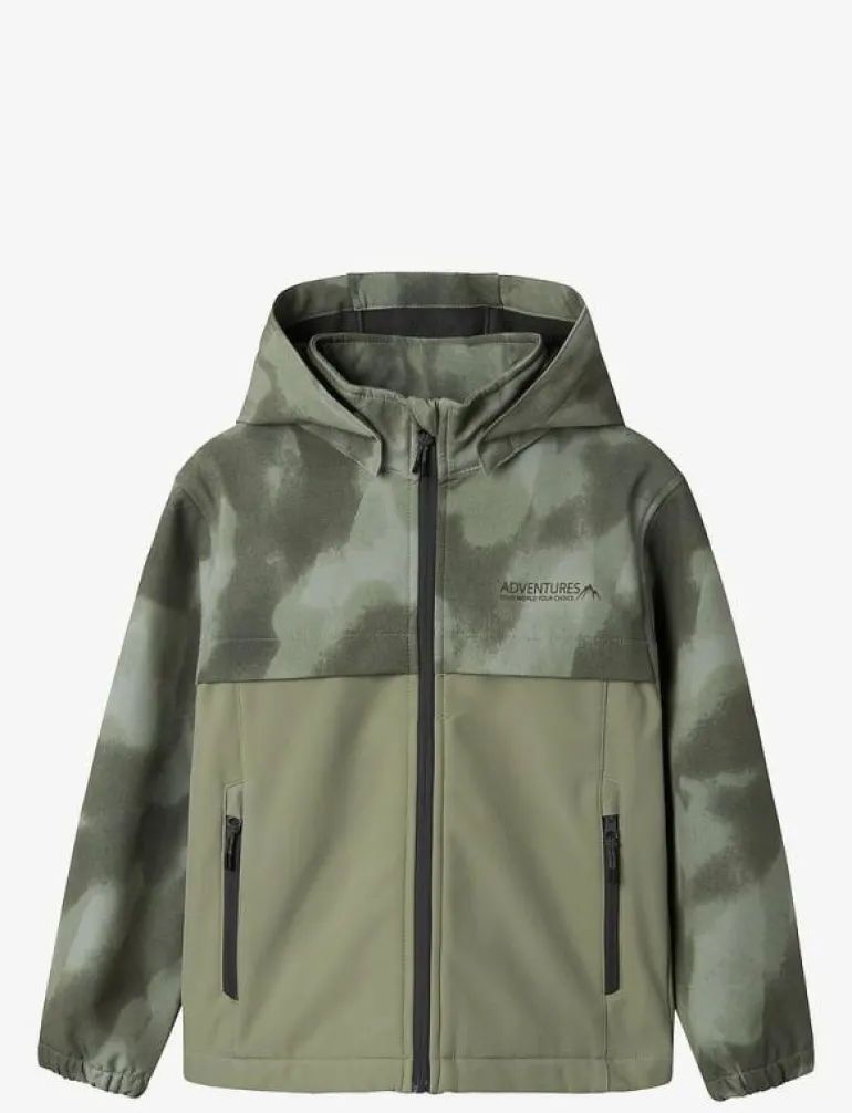 NKMALFA08 SOFTSHELL JACKET BLOCK AOP FO - Skaljacka
