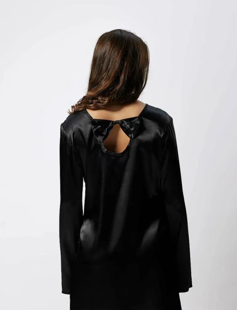 NLFSATIN LS BOW DRESS - Långärmade vardagsklänningar