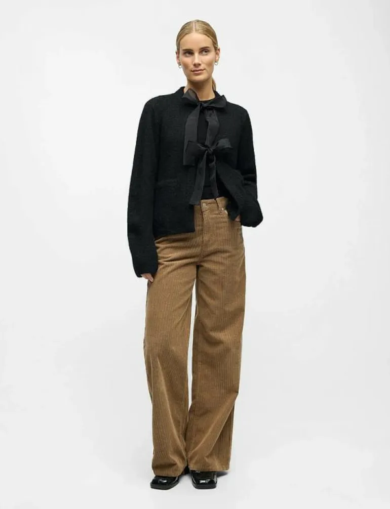 OBJSAGGIA L/S LO KNIT BOW CARDIGAN DIV - Koftor