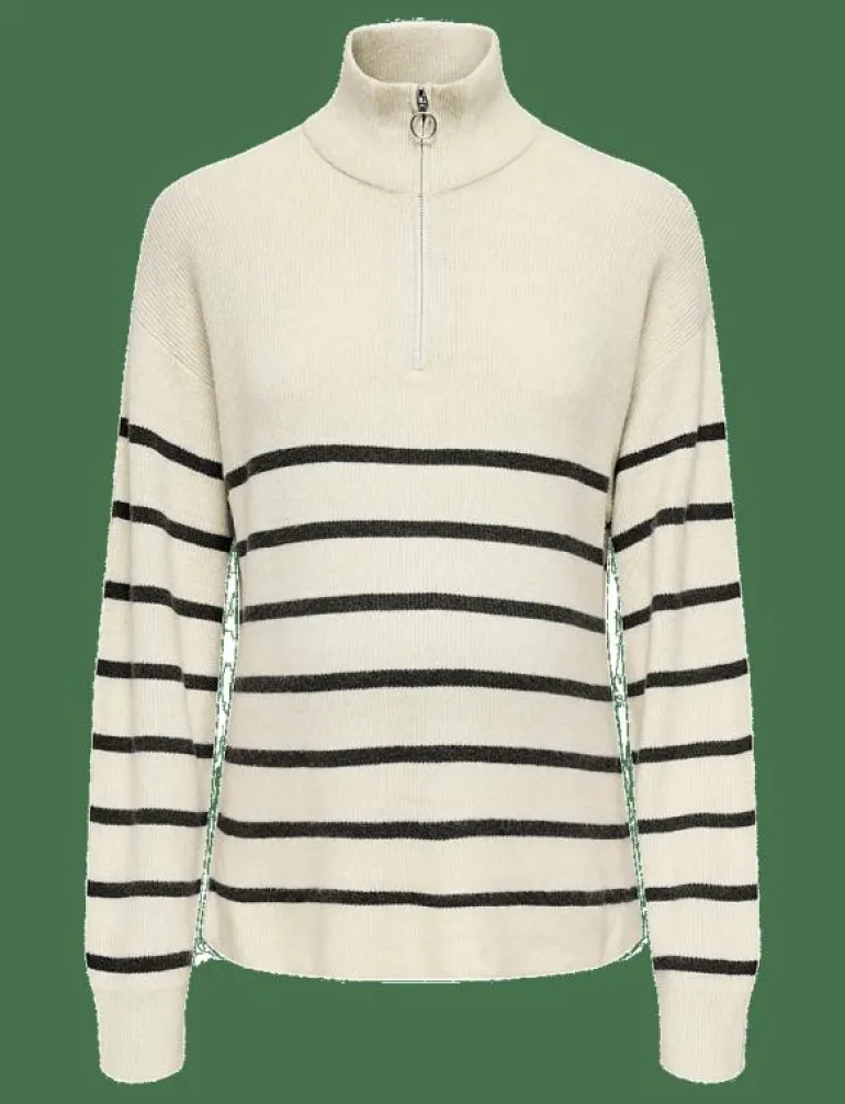 OLMIBI L/S HIGHNECK ZIP PULLOVER KNT - Stickat
