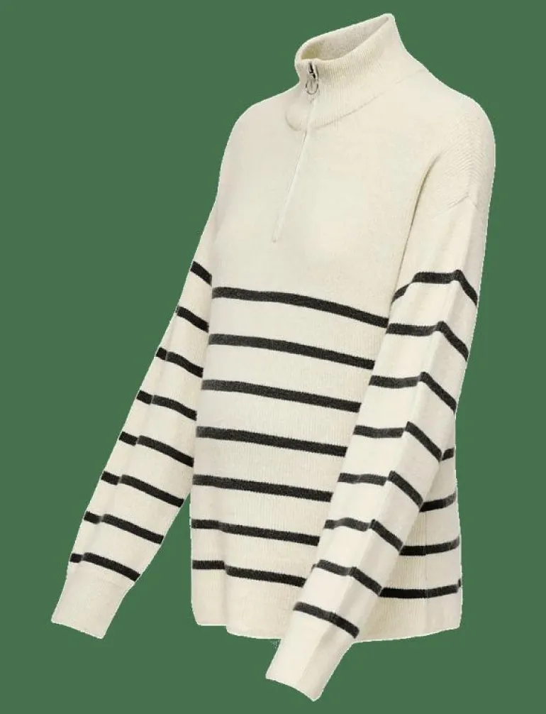 OLMIBI L/S HIGHNECK ZIP PULLOVER KNT - Stickat