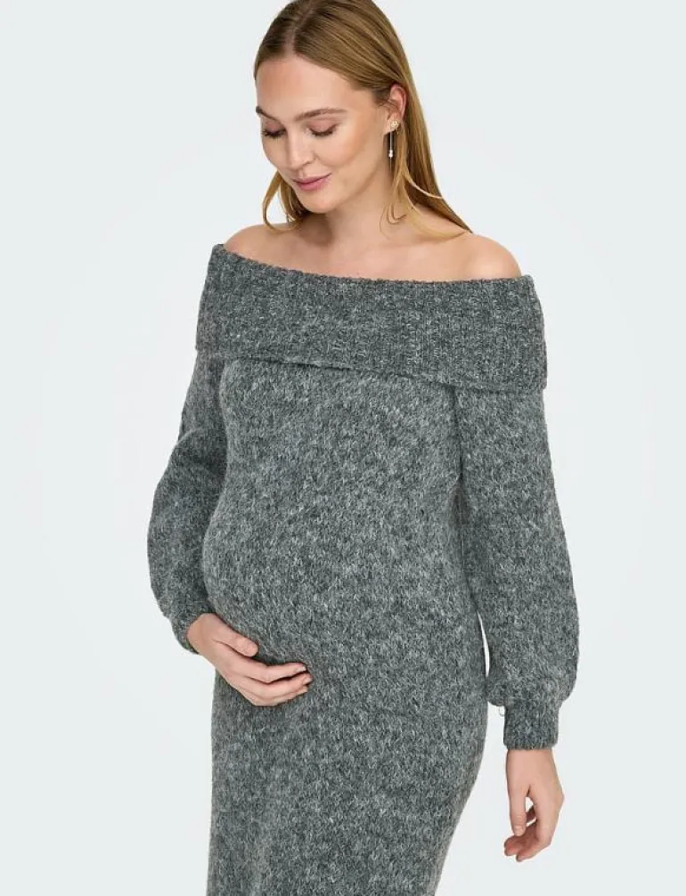 OLMMARIE LS OFF SHOULDER DRESS KNT - Stickade klänningar