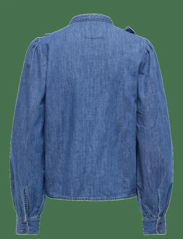 ONLDASHA-SEVIGNY L/S FRILL SHIRT DNM AKM - Jeansskjortor