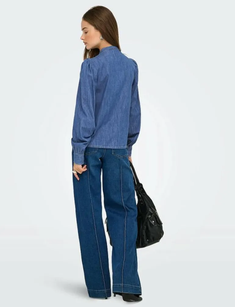 ONLDASHA-SEVIGNY L/S FRILL SHIRT DNM AKM - Jeansskjortor