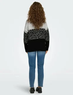 ONLJADE ANIMAL LS O-NECK NOOS KNT - Stickat