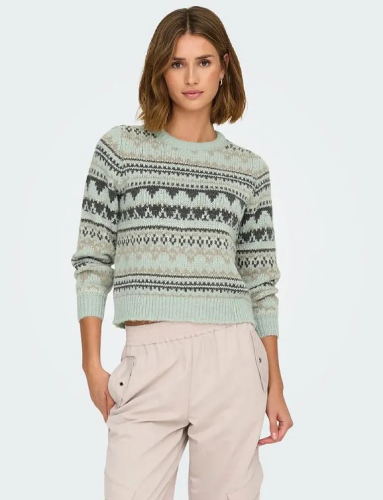 ONLMONTANA L/S LIFE O-NECK CC KNT - Stickat