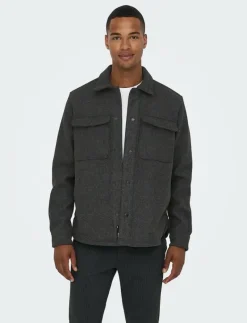 ONSASH OVR WOOLEN LOOK PKT LS SHIRT NOOS - Ulljackor
