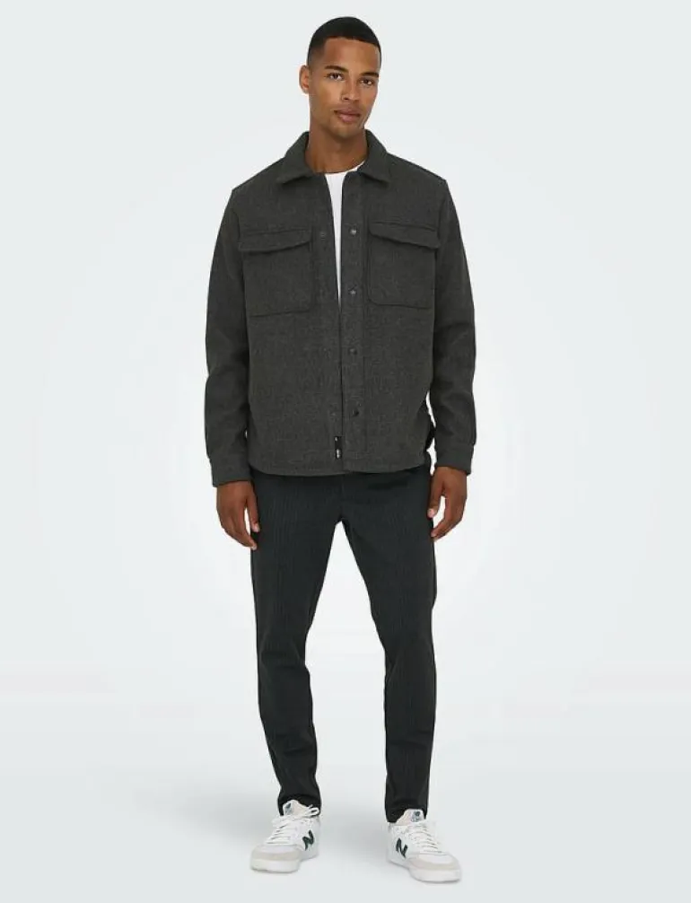 ONSASH OVR WOOLEN LOOK PKT LS SHIRT NOOS - Ulljackor
