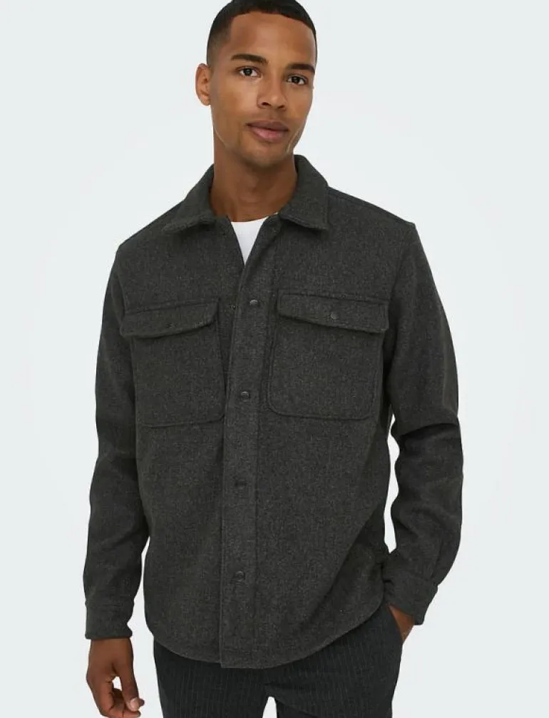 ONSASH OVR WOOLEN LOOK PKT LS SHIRT NOOS - Ulljackor