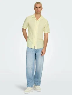 ONSCAIDEN SS SOLID RESORT LINEN NOOS - Linneskjortor