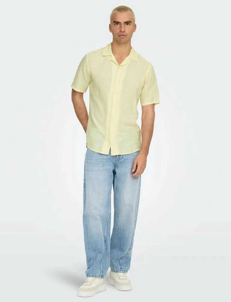 ONSCAIDEN SS SOLID RESORT LINEN NOOS - Linneskjortor