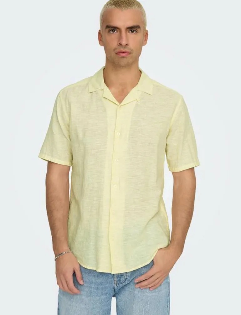 ONSCAIDEN SS SOLID RESORT LINEN NOOS - Linneskjortor