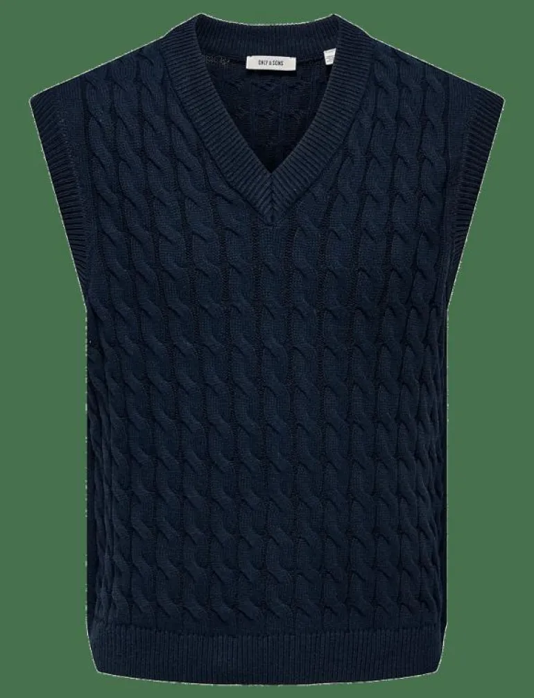 ONSKICKER LIFE RLX 3 CABLE VEST KNIT - Stickade västar