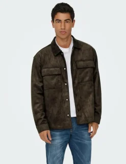 ONSRAVI FAKE SUEDE SHACKET OTW - Skinnjackor