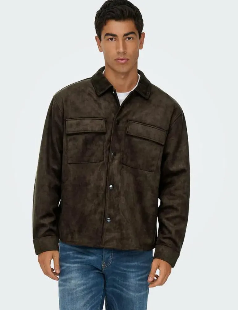 ONSRAVI FAKE SUEDE SHACKET OTW - Skinnjackor
