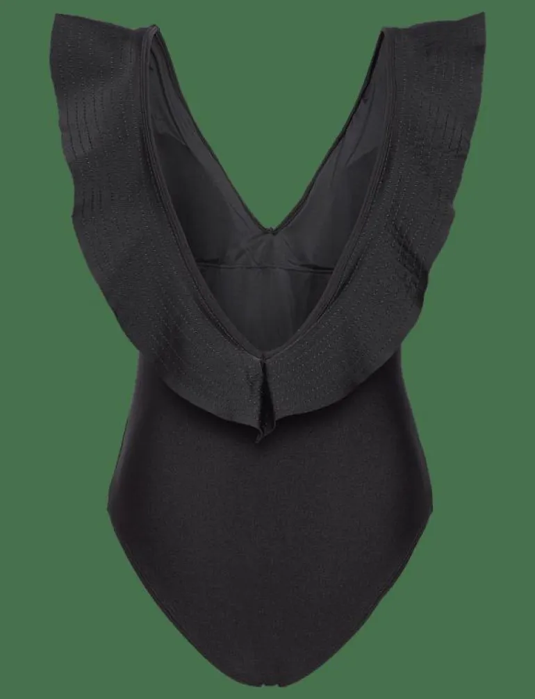 Paola ruffled v-neck swimsuit - Baddräkter