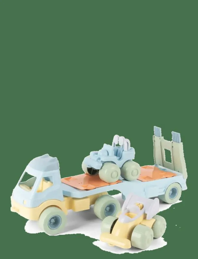 PASTEL RECYCLED DUMP TRUCK+2 CARS PLASTIC WHEELS - Sandleksak