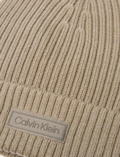 PATCH CHUNKY RIB COTTON BEANIE - Mössor