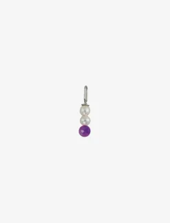 Pearl Stick Charm 4mm Silver - Hängen & Berlocker