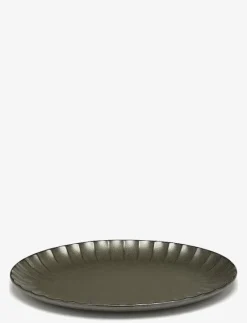 PLATE OVAL S GREEN INKU BY SERGIO HERMAN - Mattallrikar
