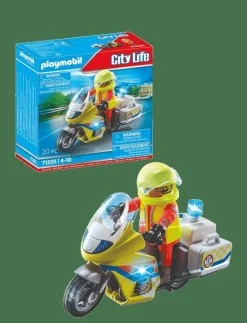 PLAYMOBIL City Life Rescue Motorcycle with Flashing Light - 71205 - Playmobil City Life