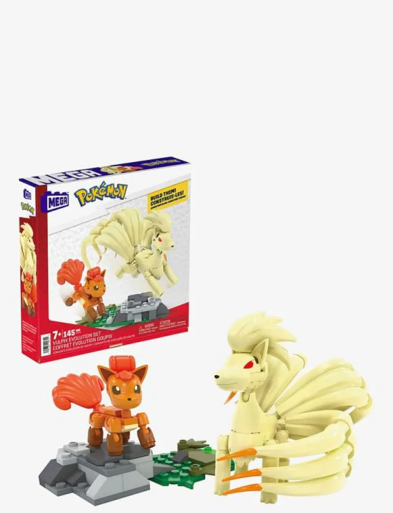 Pokémon Vulpix Evolution Set (145 Pieces) with 2 Poseable Action Figures for Kids - Byggsats