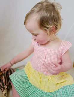 Poplin dress check - Ärmlösa babyklänningar