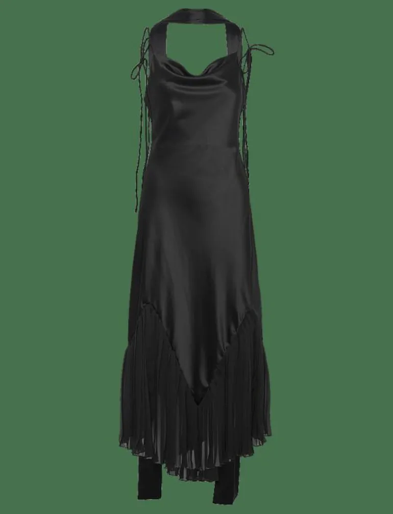 Poppy pleat detailed slip maxi dress - Midiklänningar
