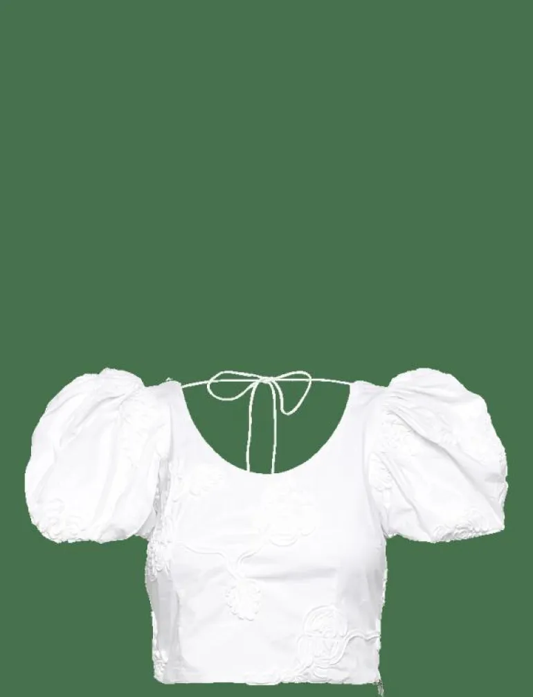 PUFF SLEEVE COTTON TOP - T-shirts