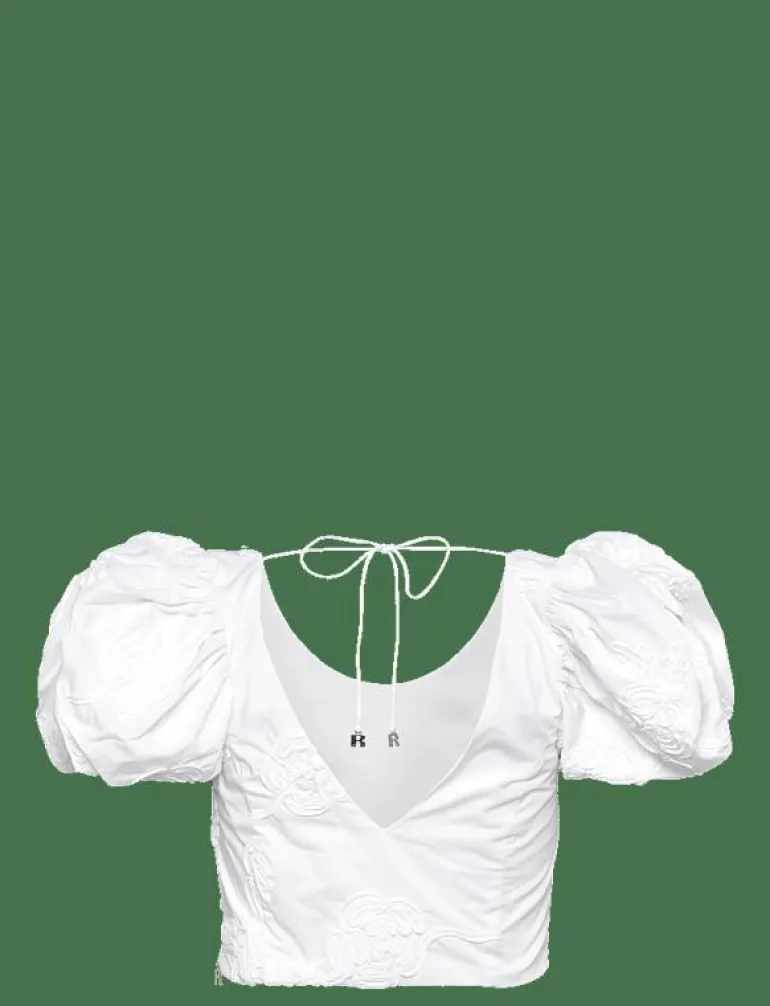PUFF SLEEVE COTTON TOP - T-shirts