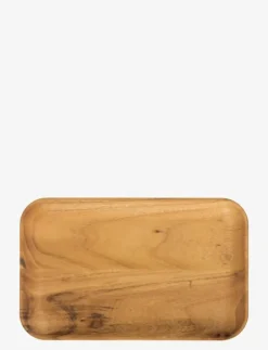 RAW Teak - rektangulær frokosttallerken 1 stk 23,7x14.9x1,8 cm - Serveringsfat & Uppläggningsfat