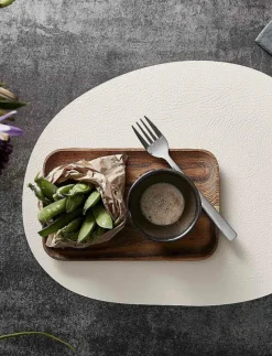 RAW Teak - rektangulær frokosttallerken 1 stk 23,7x14.9x1,8 cm - Serveringsfat & Uppläggningsfat