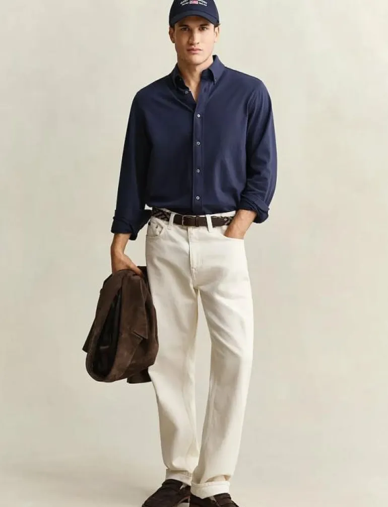 REG JERSEY PIQUE STRETCH SHIRT - Casual skjortor
