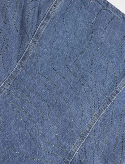RHINESTONE DENIM DRESS - Korta klänningar