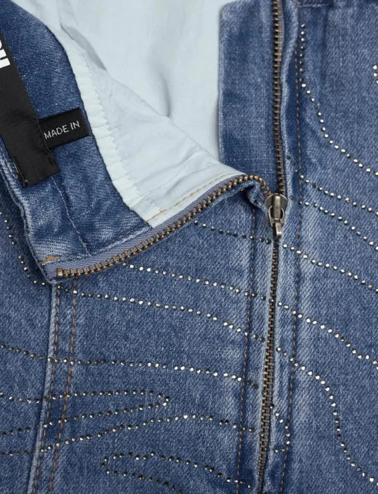 RHINESTONE DENIM DRESS - Korta klänningar