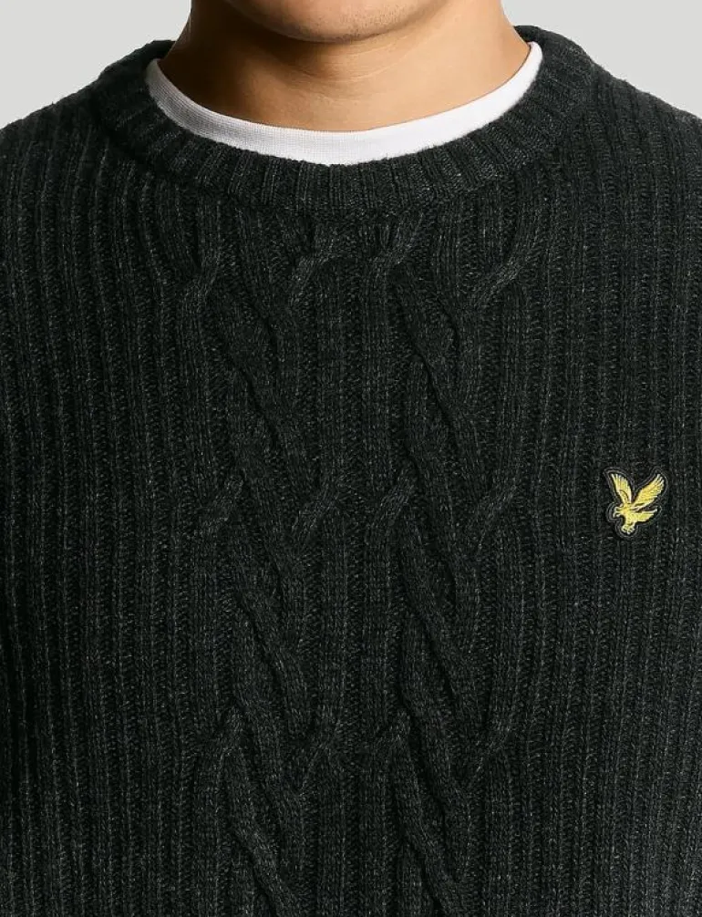 Ribbed Cable Knit Jumper - Rundhalsad