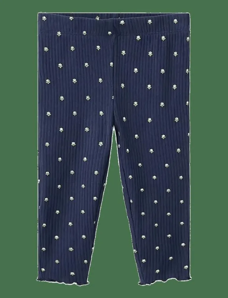 Ribbed floral leggings - Leggings