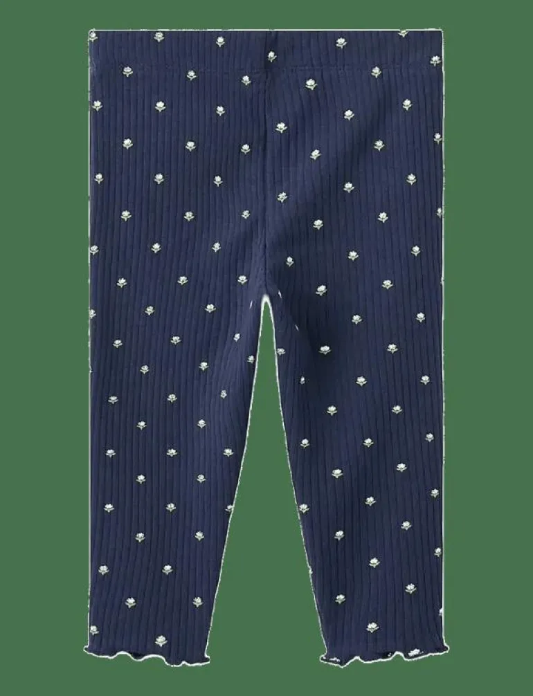 Ribbed floral leggings - Leggings
