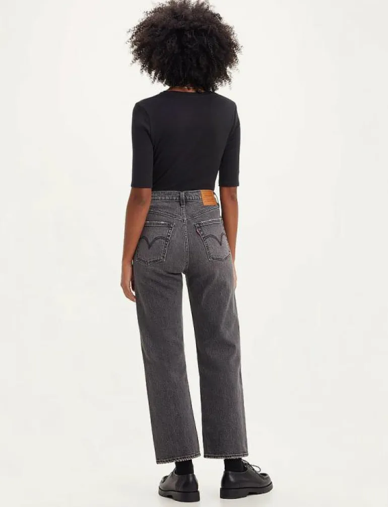 RIBCAGE STRAIGHT ANKLE BLACKS - Straight jeans