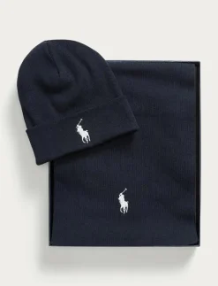Rib-Knit Cotton Beanie & Scarf Gift Set - Sjalar
